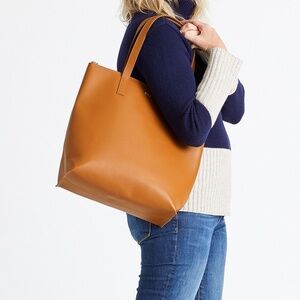 Mark & Graham Everyday Italian Leather Zipper Tote, Camel